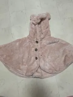 フリースフード付きピンクポンチョ ベビー