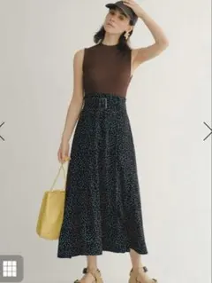 SNIDEL スナイデル ニットドッキング ドット ワンピース ロング ワンピ