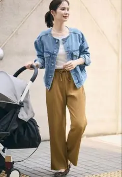 新品　coca ジョーゼットリブパンツ　ブラウン　M