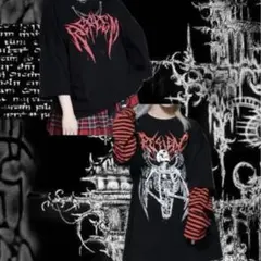 極美品 ガルルザリッパー 殺メタイ程ニ愛シテル シャツ 黒 L B1841 