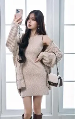 【GRL】ニットカーディガン×ミニワンピースセットアップ[ru1315]