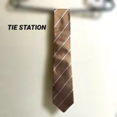 TIE STATION【タイステーション】ネクタイ ブラウン ヘリンボーン柄