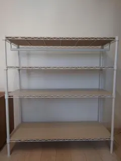 【美品】4段スチールラック 幅約110cm ホワイト