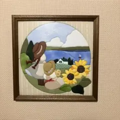【匿名配送】さくらほりきり　きめこみ　パッチワーク　額縁付き