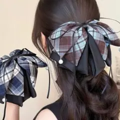 リボン 花柄 大きめ ヘアクリップ バンスクリップ髪留め ヘアアクセサリー結婚式