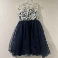 フォーマルドレス ネイビーとホワイト　100 110