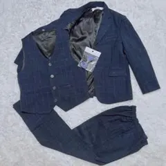 【zz.luxi】極美品 kidsスーツ　ネイビー チェック柄 フォーマル 4点