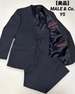 【美品】MALE & Co.セットアップ スーツ ブラック ピンストライプ Y5