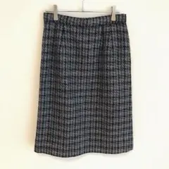 ✨良品✨ タイトスカート 【総丈62ヒップ46】 千鳥柄 秋冬 ツイード グレー