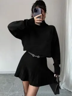 shein ニットセットアップ フレアスカート ニット