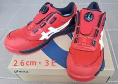 asics 安全靴 25.5 赤 cp216 - メルカリ