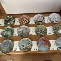 未使用　フランクリン.ポーセリン　限定版　絵皿　花鳥12ヶ月　前12セット　箱無
