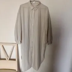 GLACIER ベージュ ストライプ シャツワンピース M