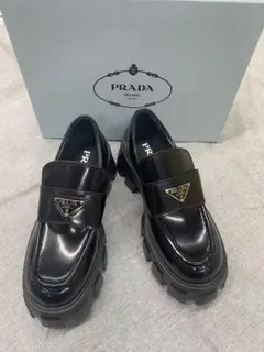 極美品PRADA ブラック ローファー厚底
