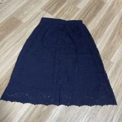 ユニクロ　スカート　ネイビー　花柄レース