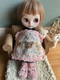 25282ネオブライス★ふわふわブランケット＆ルームシューズ★くま太郎