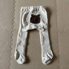 クマ刺繍アイボリー ベビータイツ 80-95cm