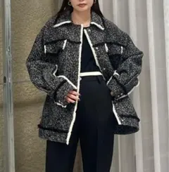 まむ⭐︎新品未使用⭐︎Ameri vintage ツイードクロップドジャケット ツイードクロップドジャケット【セットアップ着用可能】[品番