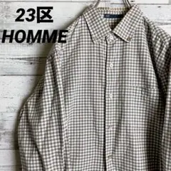 【美品】23区　HOMME  長袖ボタンネルシャツ　チェック柄