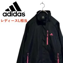 T3538*アディダス*パフォーマンスロゴ*ナイロンジャケット*レディースL*黒