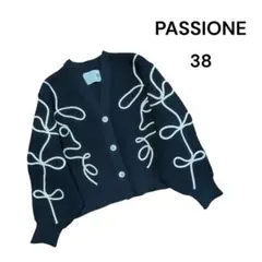 PASSIONE パシオーネ リボンライン ニットカーディガン BK 38 M