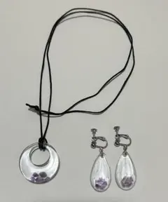 2月誕生石アメジストネックレス＆ピアス(イヤリング)