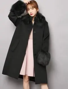 SNIDEL ポイントエコファーコート　ブラック サイズ1