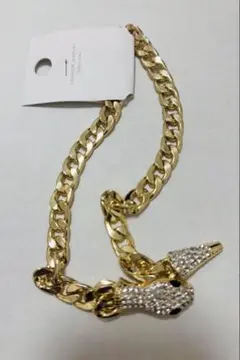 ゴールドチェーンネックレス ストーン装飾