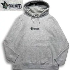超希少✨　STUSSY　スウェットパーカー　バタフライ　刺繍ロゴ　蝶々　グレー