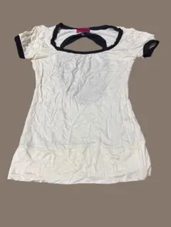 【美品】バックリボンオープンTシャツ