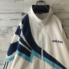 希少サイズ・デザイン☆90s アディダス 刺繍ロゴ トラックジャケット 3L
