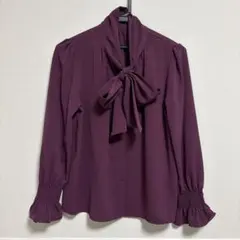 美品❗️MISCH MASCH リボン付き長袖ブラウス　ボルドー　フリーサイズ