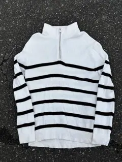 H&M ハーフジップ ニット ボーダー柄 Mサイズのサムネイル