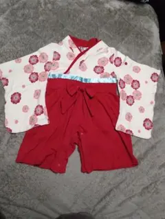 ベビー 花柄 袴 ロンパース 80cm