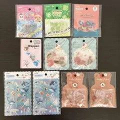 セリアシールまとめ売り10枚セットamifaおはじきフレークぷっくりワッペン