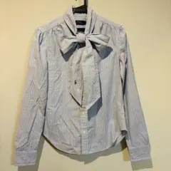 希少 ポロラルフローレン ボウタイ リボン ストライプ サックスブルー