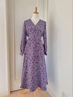 Opaque.clip 美品　花柄　紫色　ロングワンピース