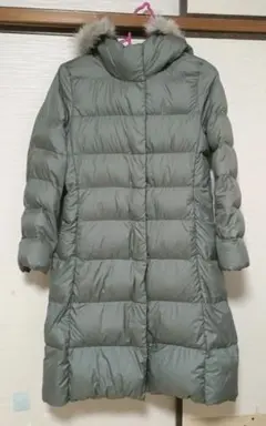 ユニクロフード付きロングダウンジャケット グレー　M