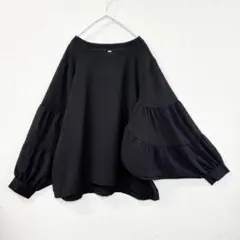 【極美品】C-YARD 3段ボリューム袖 ジョーゼットブラウス ほんのりシアー