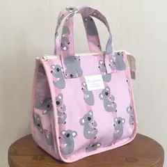 保冷保温お弁当袋　大き目ランチバッグ　コアラ　ピンク　ハンドメイド1001のサムネイル