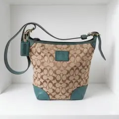 【希少カラー】COACH コーチ シグネチャー ダッフル ショルダーバッグ 緑