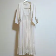 axesfemme　レース付きクリーム色ロングカーディガン