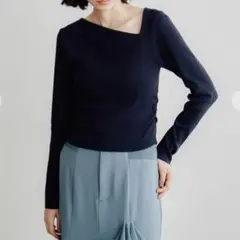 COCO DEAL アシンメトリーネックリブニット