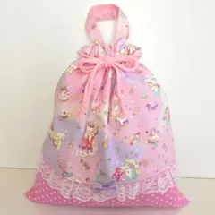 体操着袋・お着替え袋 ハンドメイド 女の子 ユニコーン ピンク