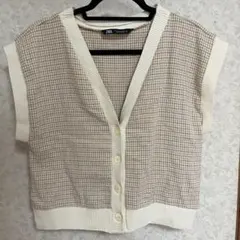 ZARA チェック柄 ニットベスト S