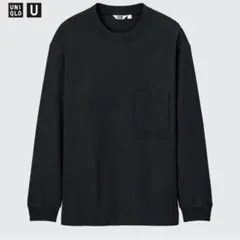 【UNIQLO】クルーネックT ロンT 長袖 胸ポケット付き ブラック　Ｌサイズのサムネイル