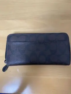 コーチ ブラウンレザーモノグラム長財布