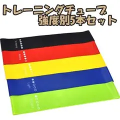 トレーニング　エクササイズ　チューブ 抵抗バンド 強度別　5本セット 天然ゴム