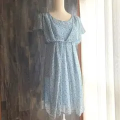 ROPE picnic 新品未使用 ワンピース シフォン素材 花柄 水色