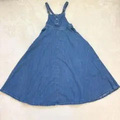 nn435 良品✨デニムサロペットスカート フレア ジャンパースカート ロング